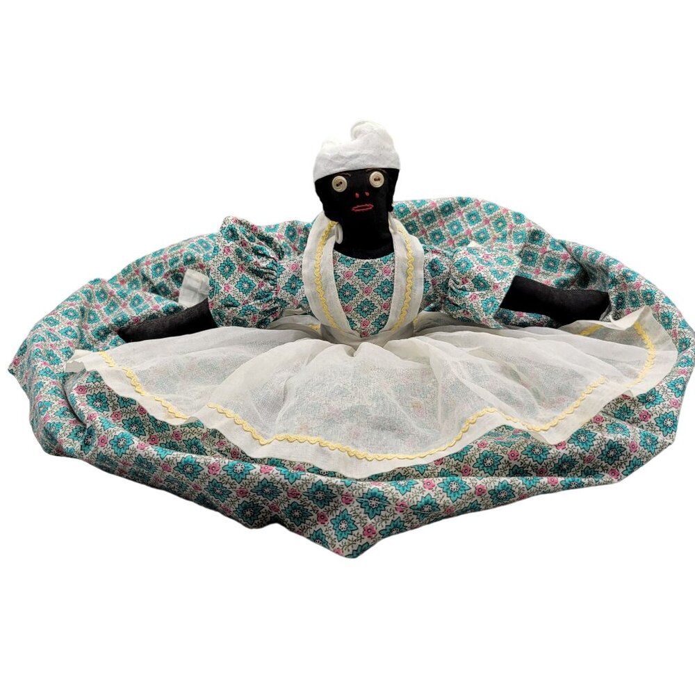 Handmade Vintage Jamaican Half Doll Dress Apron Scarf Shelf Sitter